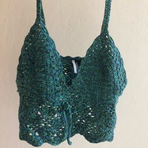 Topshop Crochet Summer Crop Top In Green US 6